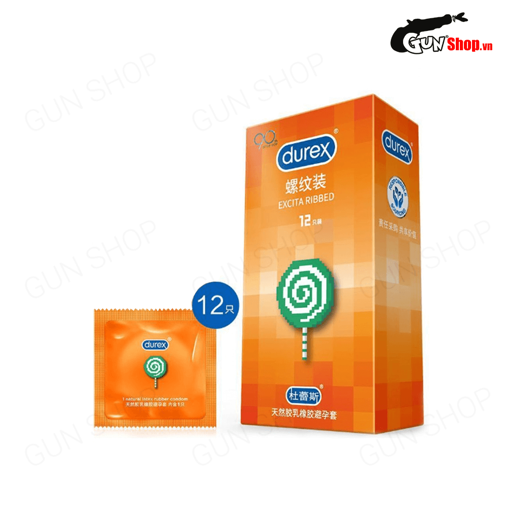 Bao cao su Durex Excita Ribbed - Gân nổi - Hộp 12 cái