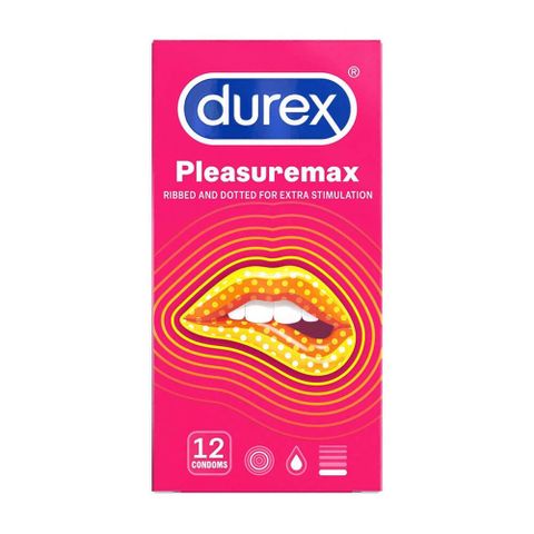 Bao cao su Durex Pleasuremax - Size lớn 56mm, gân và điểm nổi - Hộp 12 cái