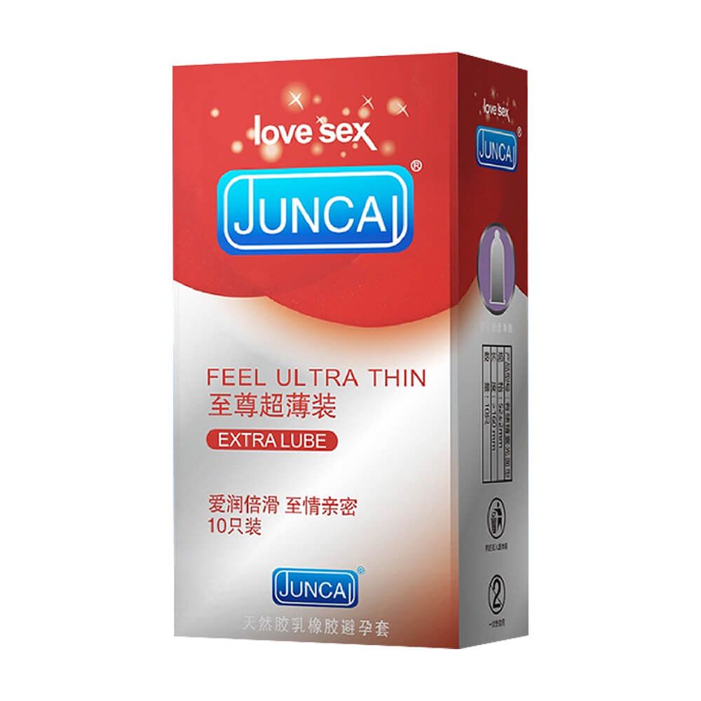 Bao cao su Juncai Feel Ultra Thin - Siêu mỏng, nhiều gel bôi trơn - Hộp 10 cái