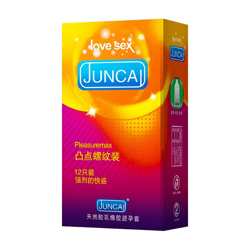 Bao cao su Juncai Pleasuremax - Gân và điểm nổi - Hộp 12 cái