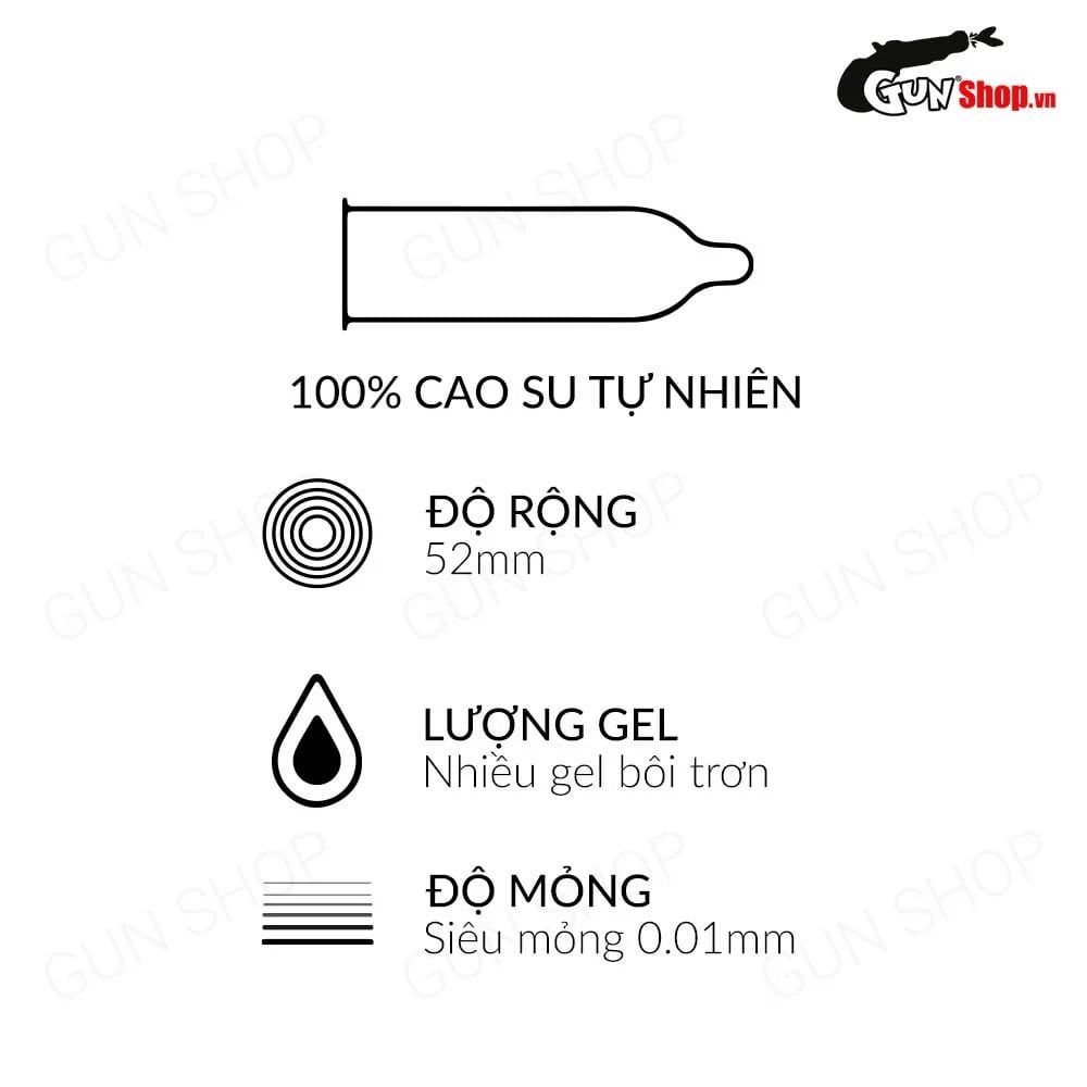 Bao cao su Muaisi 0.01 Trắng - Siêu mỏng 0.01mm - Hộp 10 cái