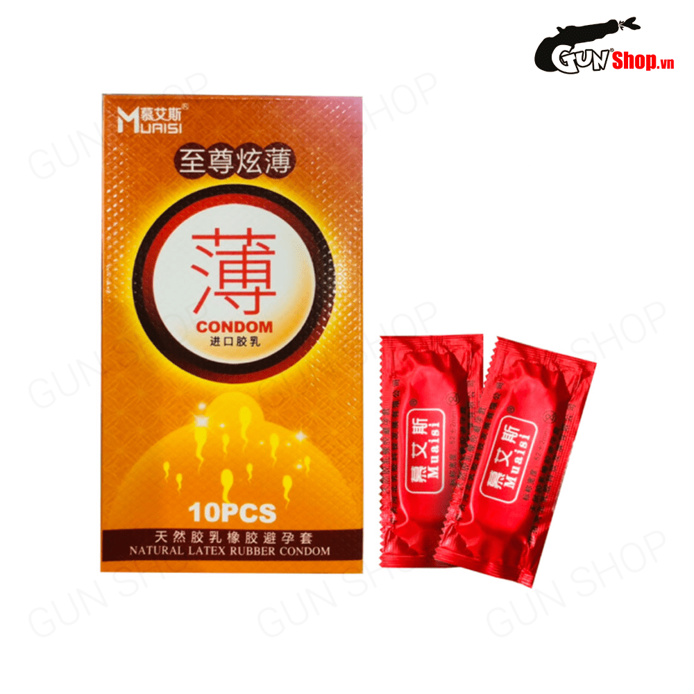 Bao cao su Muaisi Cam - Siêu mỏng, hương dâu - Hộp 10 cái