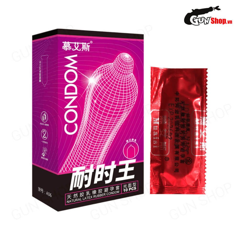 Bao cao su Muaisi Hồng - Nhiều gel, siêu mỏng - Hộp 10 cái