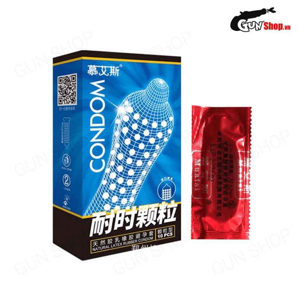 Bao cao su Muaisi Xanh Dương - Nhiều gel, gai li ti - Hộp 10 cái