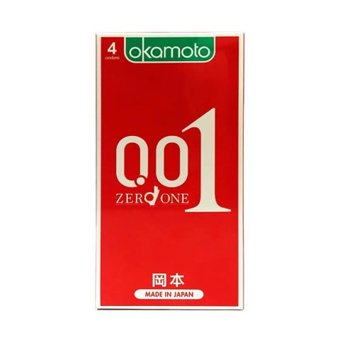 Bao cao su Okamoto 0.01 PU - Siêu mỏng tàng hình, truyền nhiệt chân thật - Hộp 4 cái