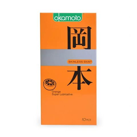 Bao cao su Okamoto Skinless Skin Orange Super Lubricative - Hương cam - Hộp 10 cái