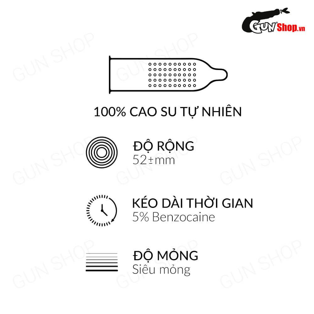 Bao cao su OLO 0.01 Đồng Hồ Vàng - Kéo dài thời gian - Hộp 10 cái