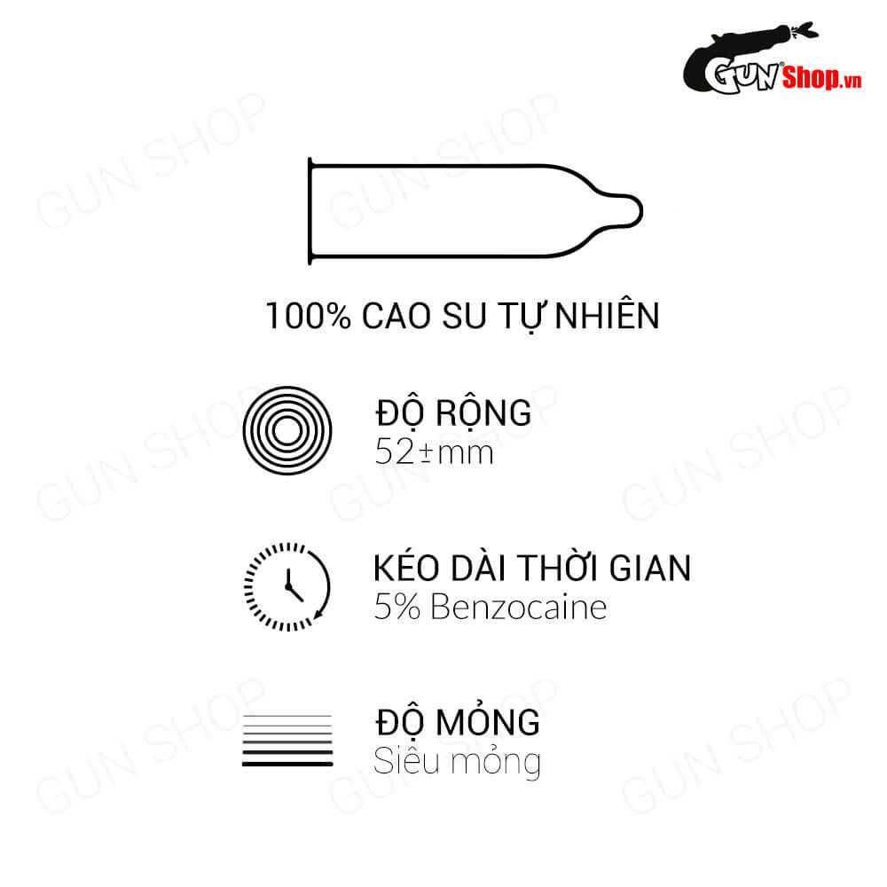 Bao cao su OLO 0.01 Đồng Hồ Xanh - Kéo dài thời gian, hương vani - Hộp 10 cái