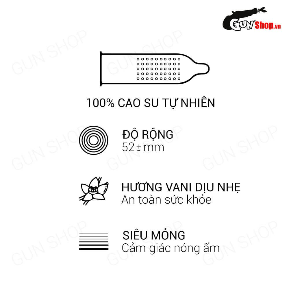 Bao cao su OLO 0.01 Large Bump Stimulation - Siêu mỏng, nóng ấm, hương vani - Hộp 10 cái