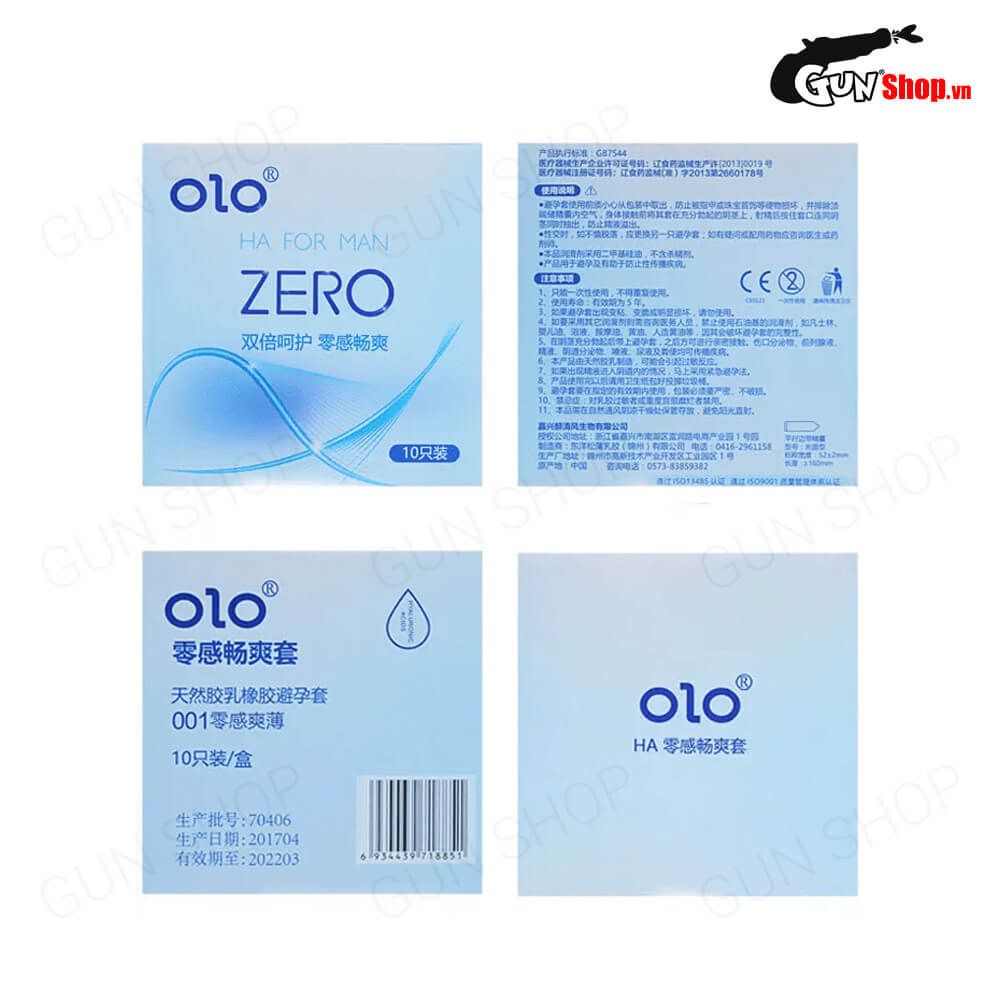 Bao cao su OLO 0.01 Zero Ha For Man - Siêu mỏng, nhiều gel bôi trơn - Hộp 10 cái