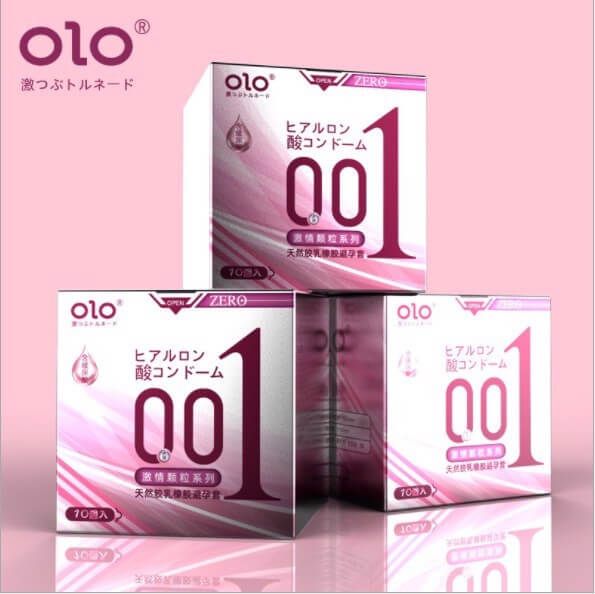 Bao cao su OLO 0.01 Zero Hồng - Siêu mỏng, có hạt, nhiều gel bôi trơn - Hộp 10 cái