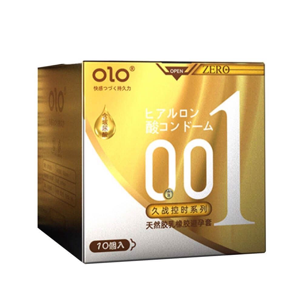 Bao cao su OLO 0.01 Zero Vàng - Siêu mỏng, gân và hạt - Hộp 10 cái