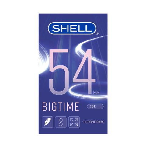 Bao cao su Shell Bigtime - Size 54mm, siêu mỏng, chống tuột, kéo dài thời gian - Hộp 10 cái