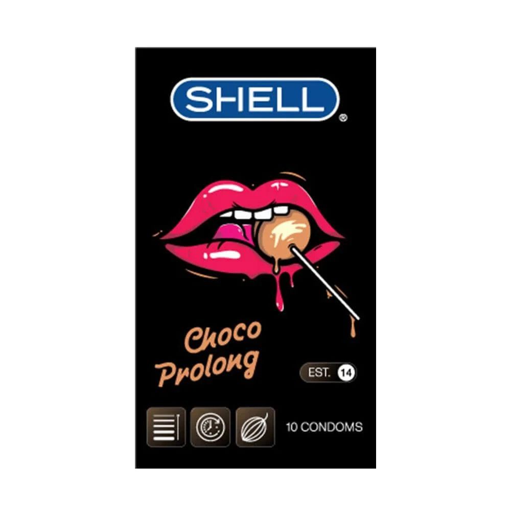 Bao cao su Shell Choco Prolong - Siêu mỏng, kéo dài thời gian, hương chocolate - Hộp 10 cái