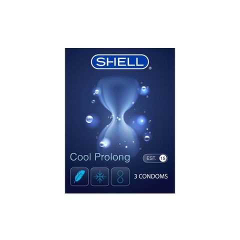 Bao cao su Shell Cool Prolong - Siêu mỏng, kéo dài thời gian, bạc hà mát lạnh - Hộp 3 cái