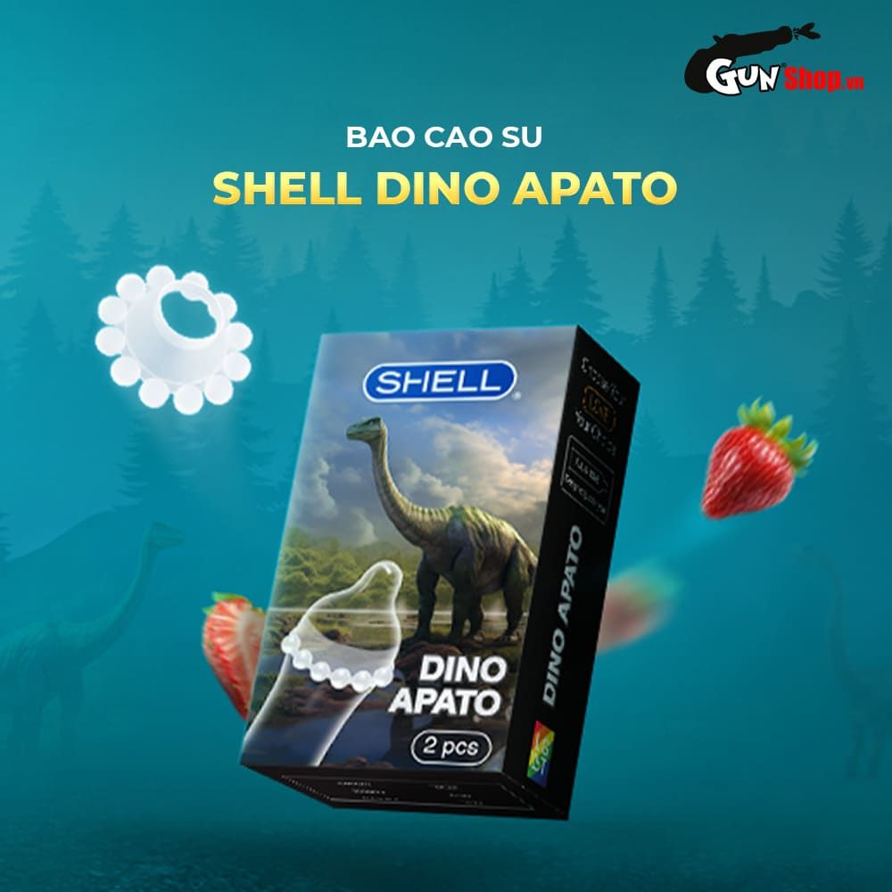 Bao cao su Shell Dino Apato - Hộp 1 vòng 12 bi lớn + 1 bao Shell Performax (Hộp 2 cái)