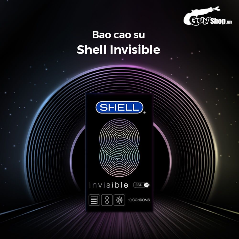 Bao cao su Shell Invisible - Siêu mỏng, chống tuột, kéo dài thời gian - Hộp 10 cái