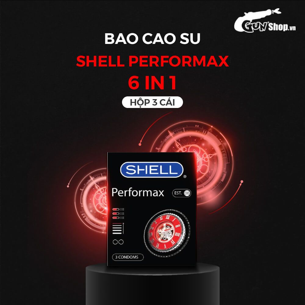 Bao cao su Shell Performax 6 in 1- Kéo dài thời gian - Hộp 3 cái