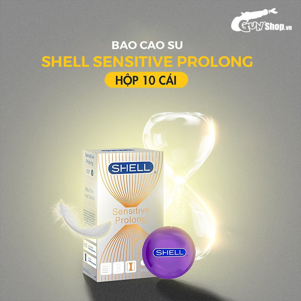 Bao cao su Shell Sensitive Prolong - Siêu mỏng 0.03mm, kéo dài thời gian - Hộp 10 cái