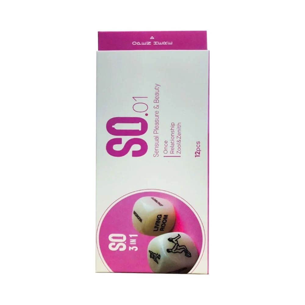 Bao cao su SO 3 in 1 - Siêu mỏng, gân và điểm nổi - Hộp 12 cái