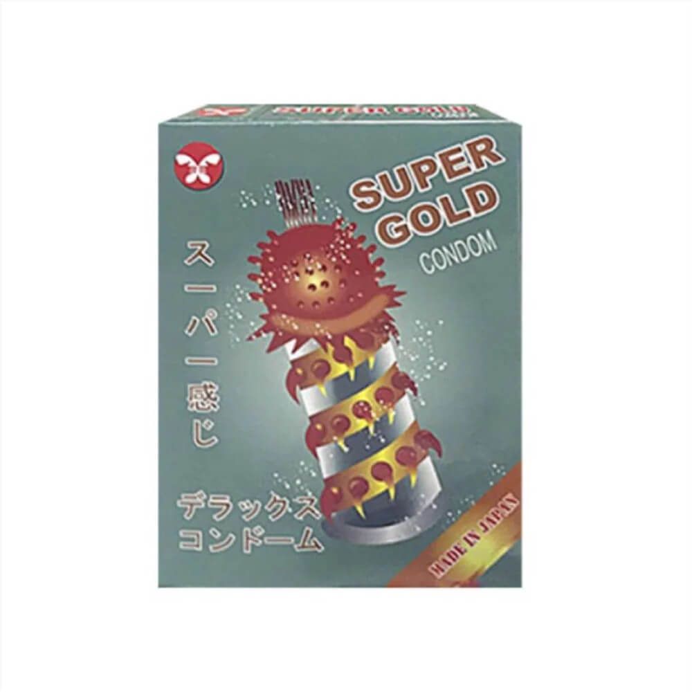 Bao cao su Super Gold - Gân và gai siêu lớn - Hộp 2 cái