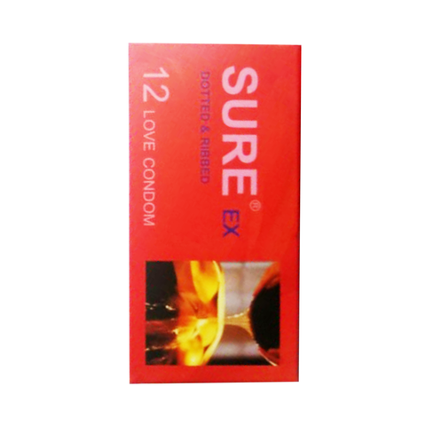 Bao cao su Sure Đỏ - Trơn mịn - Hộp 12 cái