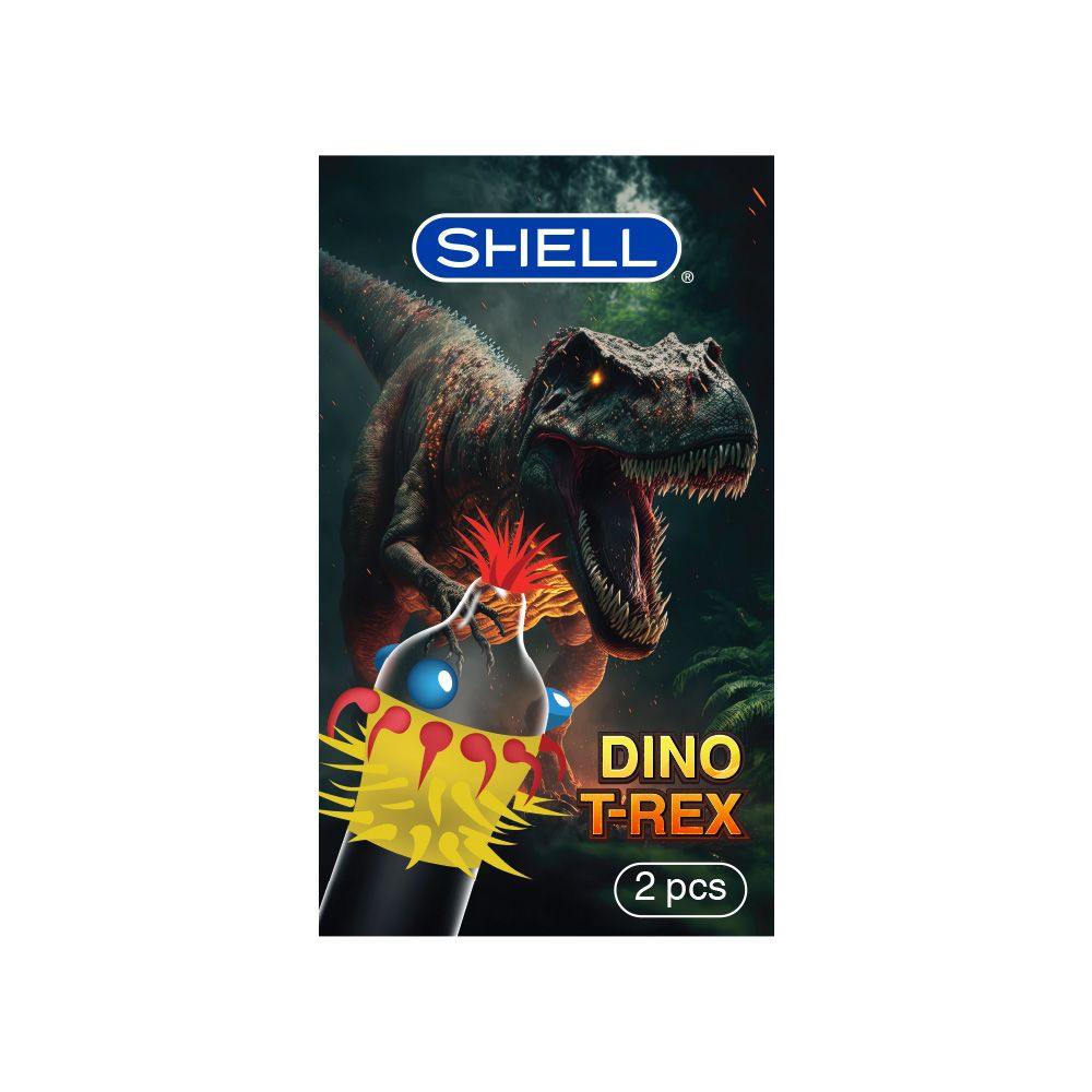 Bao cao su Shell Dino T-rex - Hộp 1 bao nhiều vòng gai, bi nổi lớn + 1 bao Shell Performax (Hộp 2 cái)