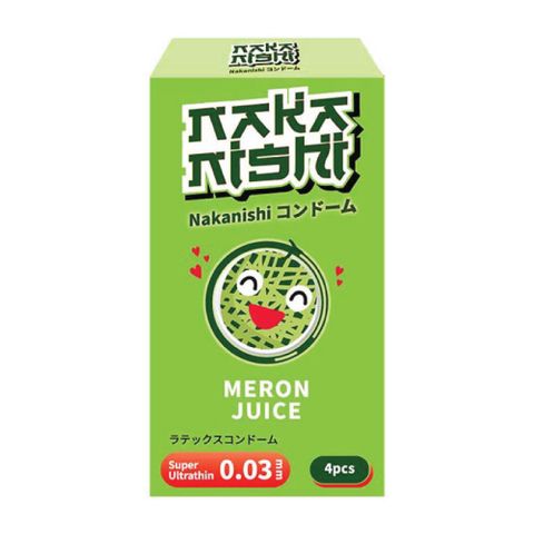 Bao cao su Nakanishi - Siêu mỏng 0.03mm - Hương Dưa Lưới - Hộp 4 cái