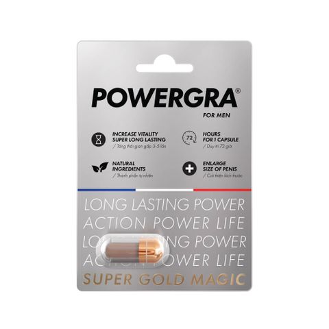 Viên uống tăng kích thước, kéo dài thời gian Powergra For Men (Super Gold Magic) - Vỉ 1 viên