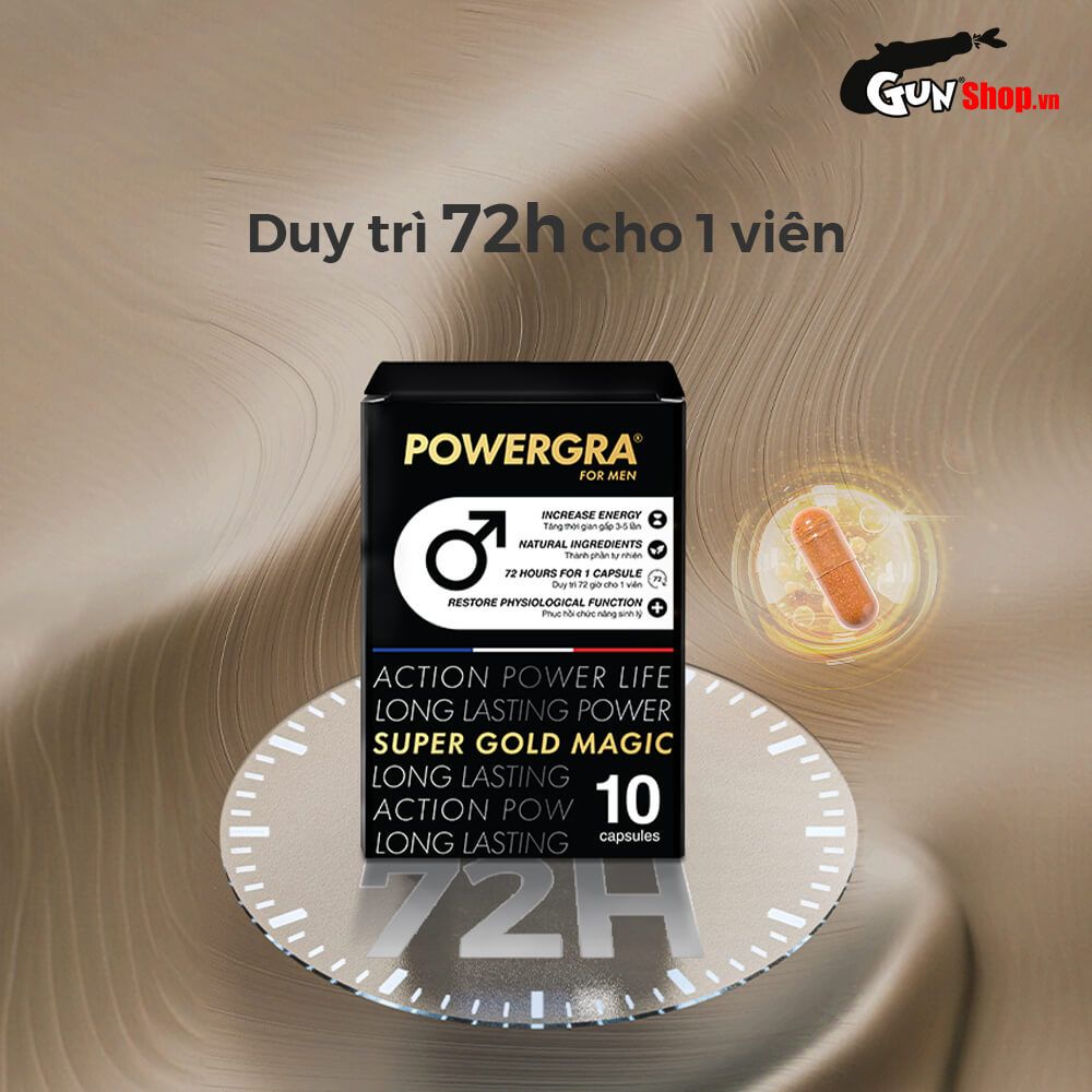 Viên uống tăng kích thước, kéo dài thời gian Powergra For Men (Super Gold Magic) - Hộp 10 viên