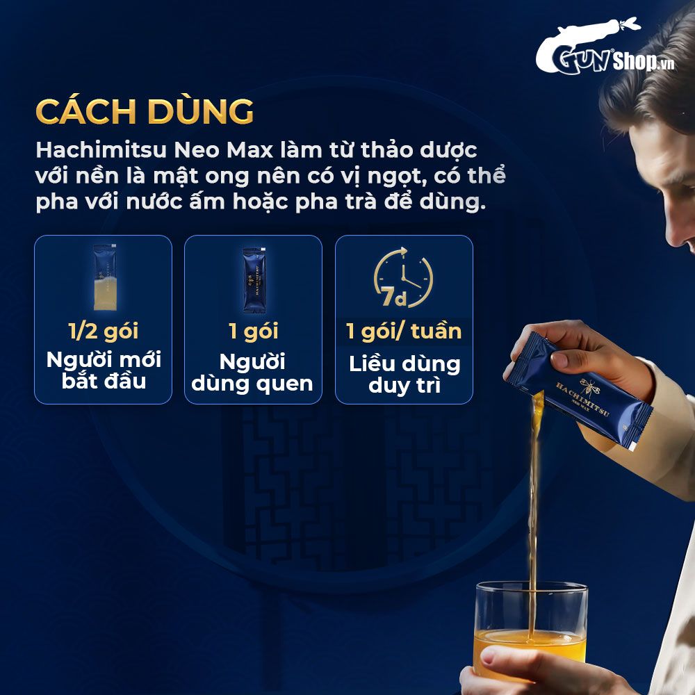 Tinh chất Hachimitsu Neo Max - Tăng cường sinh lý nam giới - 1 gói