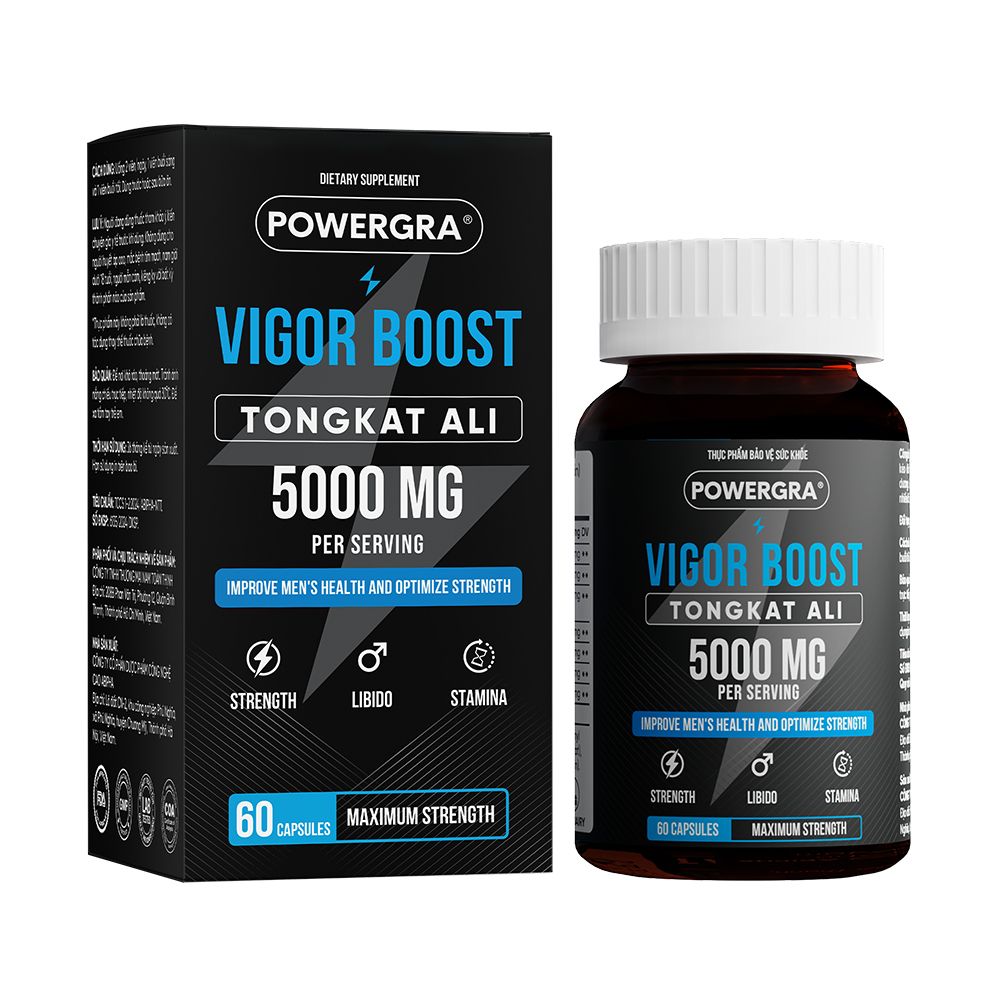 Viên uống phục hồi và tăng cường sinh lý nam giới Powergra Vigor Boost TongKat Ali - Hộp 60 viên