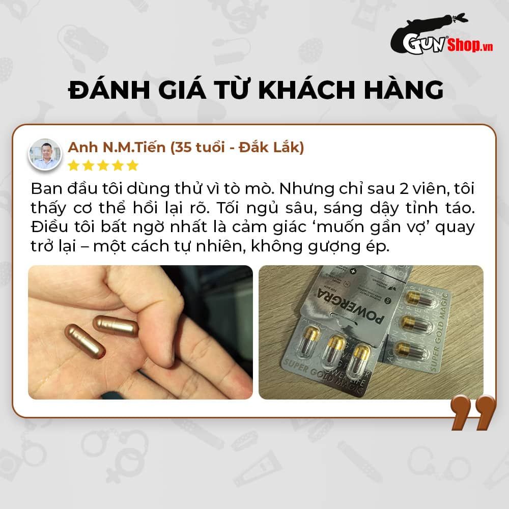 Bộ 2 vỉ 3 viên uống tăng kích thước, kéo dài thời gian Powergra For Men (Super Gold Magic) tặng kèm vỉ 1 viên