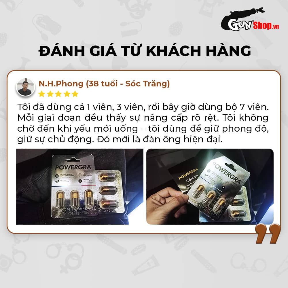 Bộ 2 vỉ 3 viên uống tăng kích thước, kéo dài thời gian Powergra For Men (Super Gold Magic) tặng kèm vỉ 1 viên