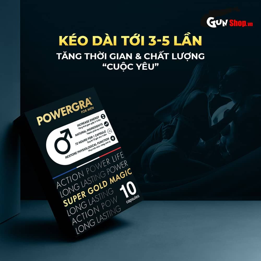 Viên uống tăng kích thước, kéo dài thời gian Powergra For Men (Super Gold Magic) - Hộp 10 viên