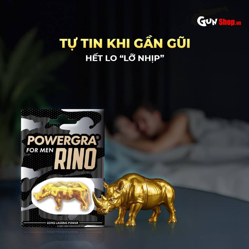 Viên uống phục hồi sinh lý, kéo dài thời gian Powergra For Men Rino - Vỉ 1 viên