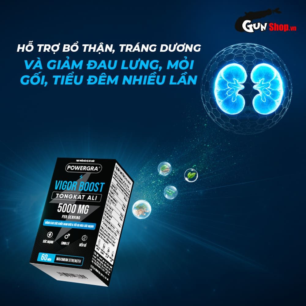 Viên uống phục hồi và tăng cường sinh lý nam giới Powergra Vigor Boost TongKat Ali - Hộp 60 viên