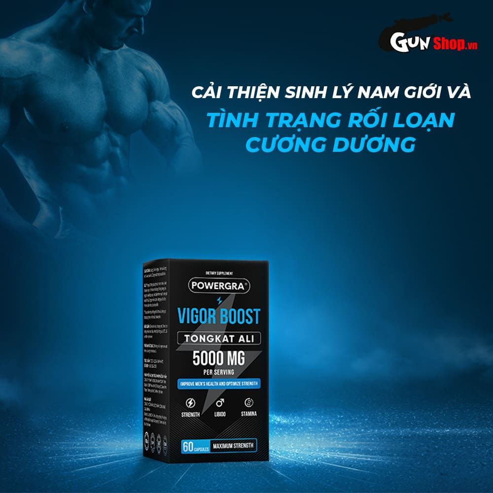 Viên uống phục hồi và tăng cường sinh lý nam giới Powergra Vigor Boost TongKat Ali - Hộp 60 viên