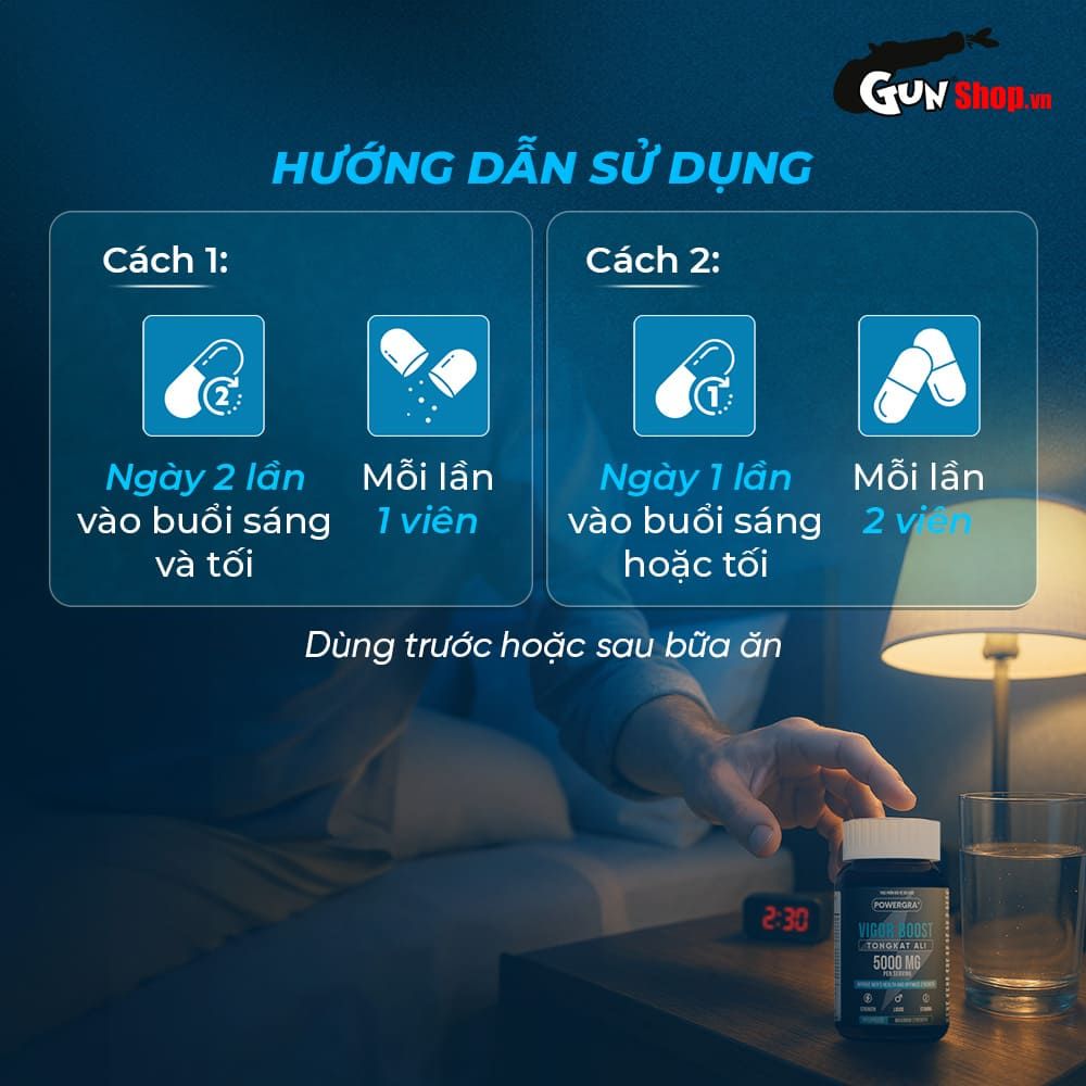 Viên uống phục hồi và tăng cường sinh lý nam giới Powergra Vigor Boost TongKat Ali - Hộp 60 viên