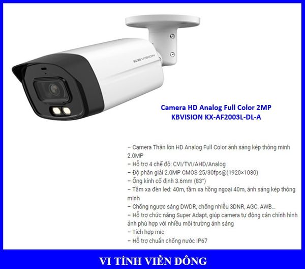 Camera HDCVI KBVISION KX-AF2003L-DL-A-VN (IME)