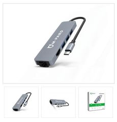 Hub Type C -> 3 USB 3.0 + HDMI + Lan 1000 20cm MD084 M-Pard