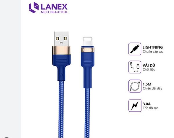 Cáp sạc Lanex IP N17L (1.5m nhanh)