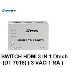 Hub HDMI 3-1 Dtech (DT 7018) + Remote