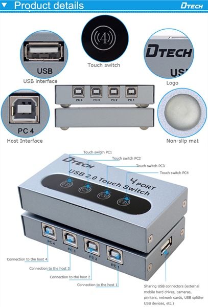 Hub máy in 4 -> 1 DTECH (DT-8341)