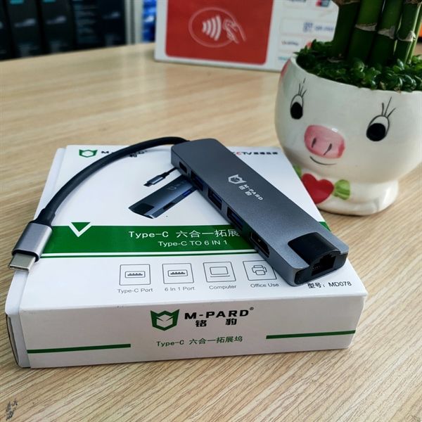 Cáp Type C -->USB 3.0/HDMI/2USB 2.0/PD/ Lan 1000M MD-078 M-Pard