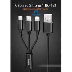 Cáp sạc 3 đầu Remax RC131