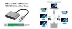 Cáp chuyển USB 3.0 --> HDMI + VGA L HT-002