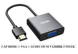 Cáp chuyển Hdmi-->Vga 15cm Unitek V128BBK (Có audio)