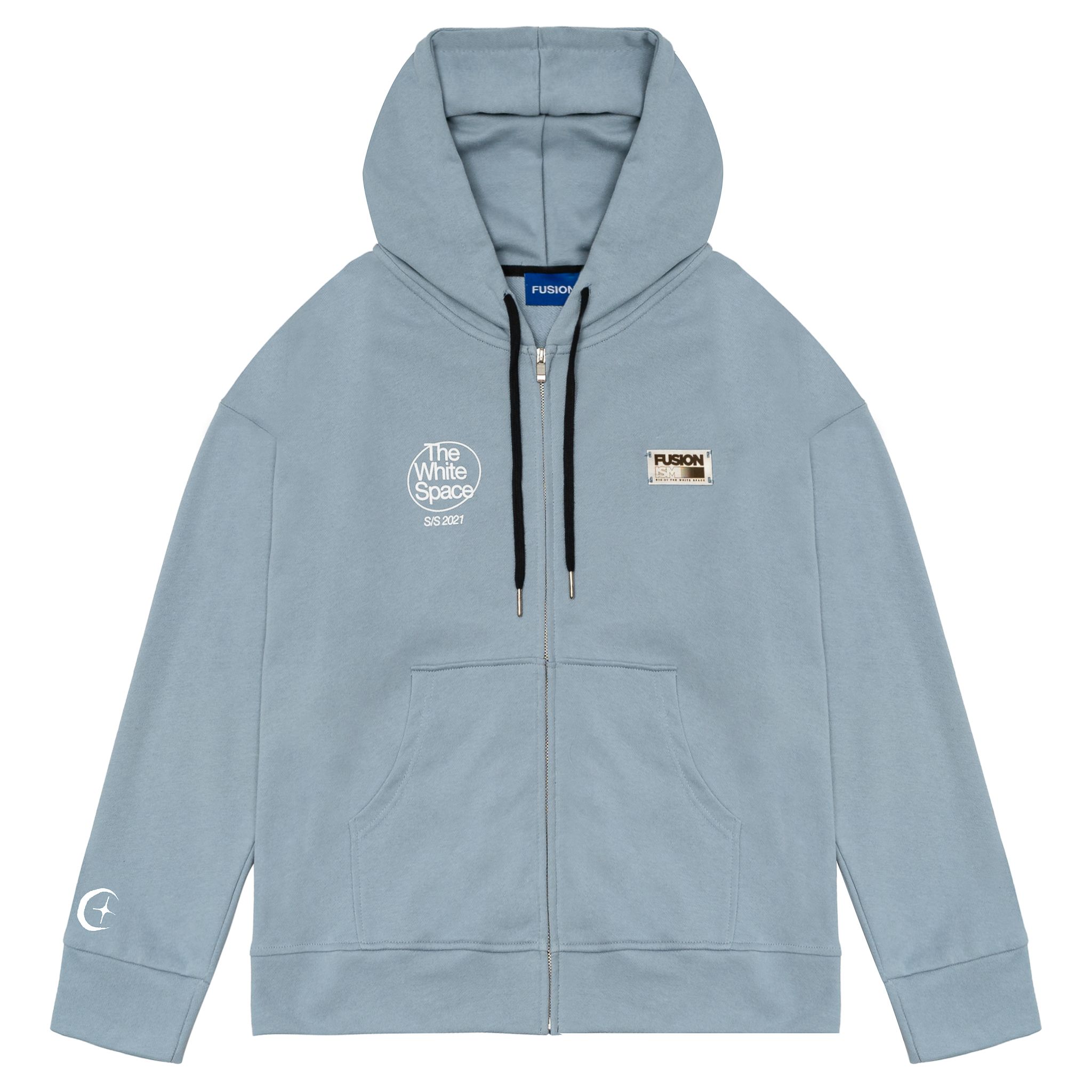 Hoodie Zip The White Space | Dusty Blue