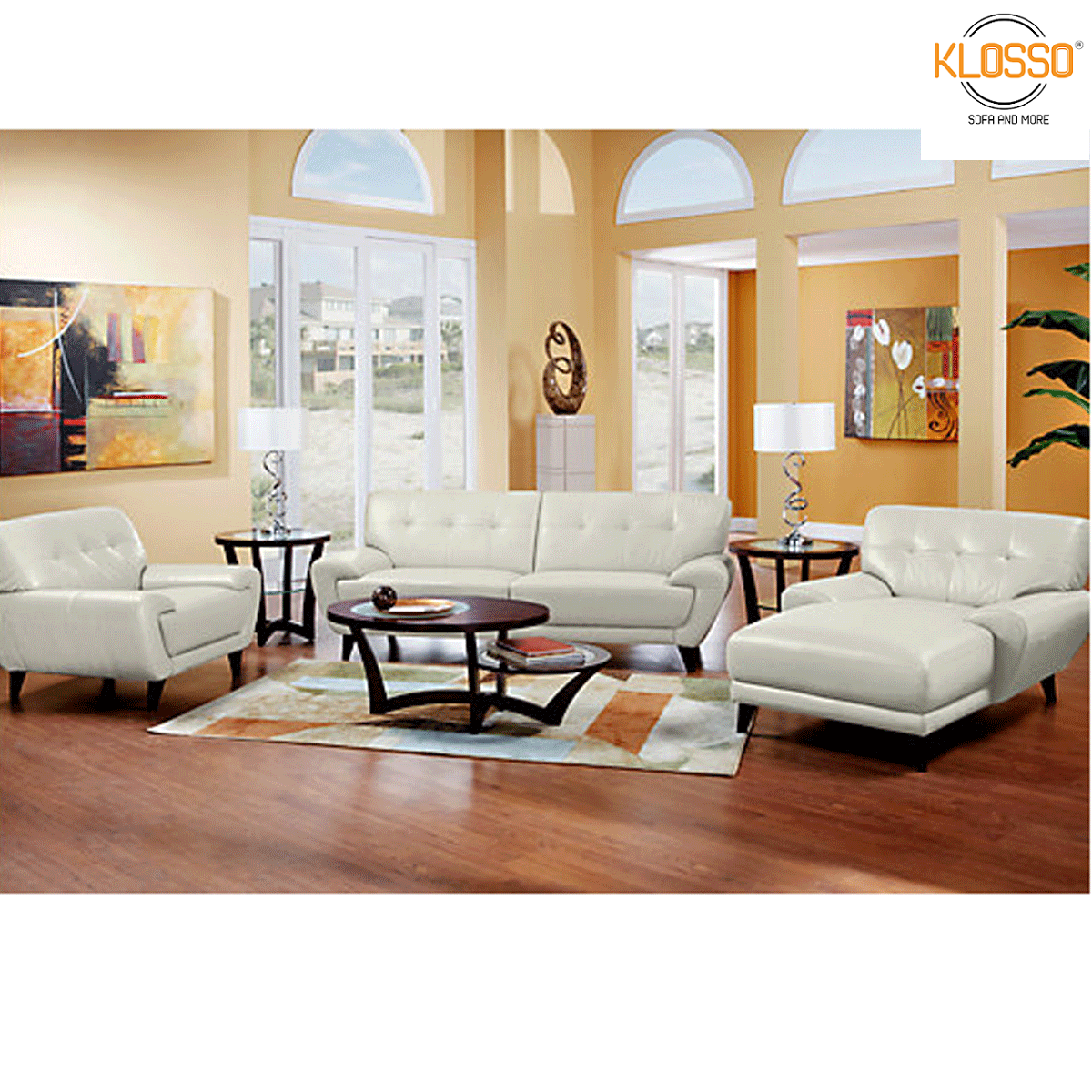 Bộ bộ sofa giả da Klosso KCB008-ST1 (Trắng)